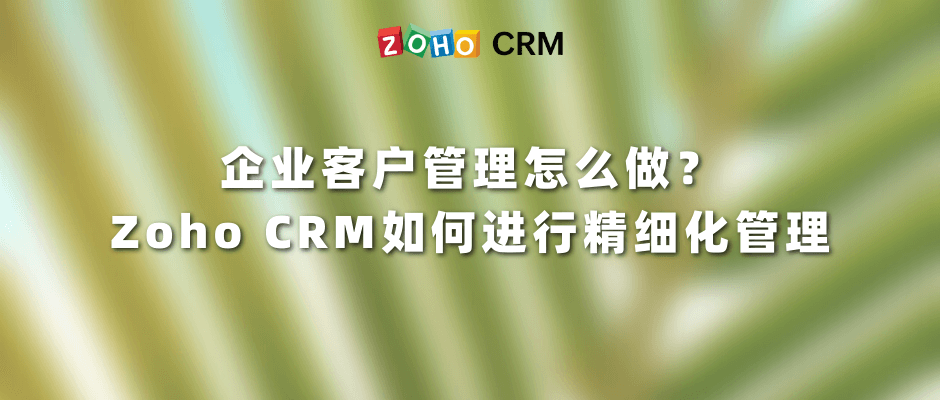 企业客户管理怎么做？Zoho CRM如何进行精细化管理